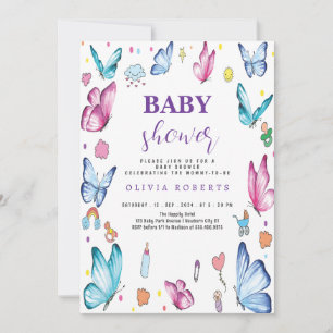 butterfly mauve Little Baby Shower cool Invitation