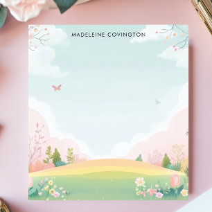 Butterfly Meadow Floral Personalised Name Notepad