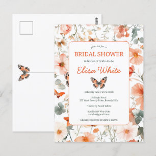Butterfly Meadow Watercolor Bridal Shower Party  Postcard