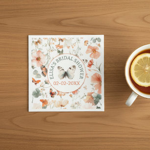Butterfly Meadow Watercolor CUSTOM Bridal Shower Napkin