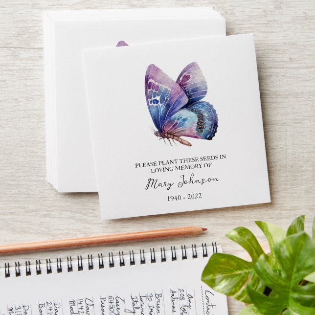 Butterfly Memorial Funeral Seed Envelope (Stacked)