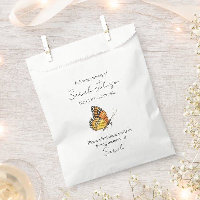 Butterfly Memorial Funeral Seed Favour Bag (Clipped)
