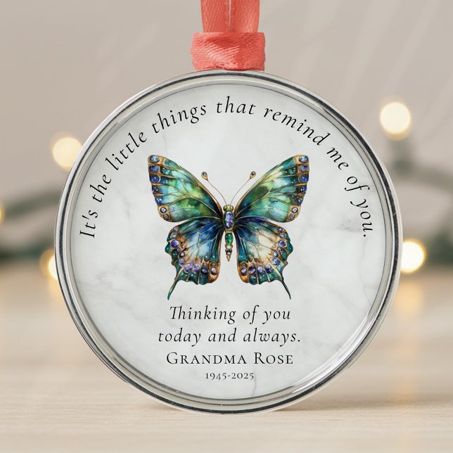 Butterfly Memorial Personalised Sympathy  Metal Ornament (Creator Uploaded)