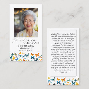 Butterfly Memorial Prayer Card - Elegant Black