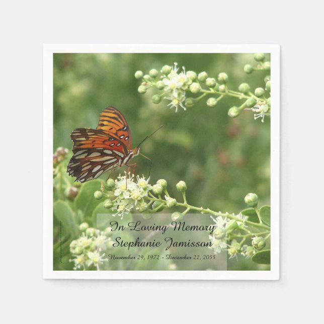 Butterfly, Memorial Service Paper Napkins (Front)