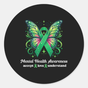 Butterfly Mental Health Awareness Accept Love Unde Classic Round Sticker