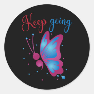 Butterfly Mental Health Suicide Awareness Semicolo Classic Round Sticker