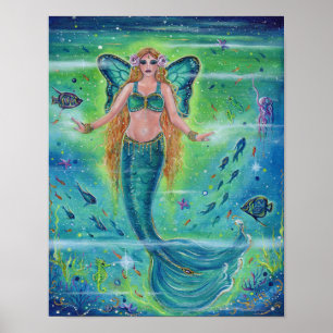 Butterfly Mermaid inner peace  by Renee Lavoie   Poster