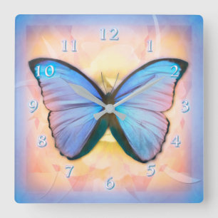 BUTTERFLY METAMORPHOSIS SQUARE WALL CLOCK