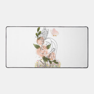 Butterfly Mind – floral line art Desk Mat