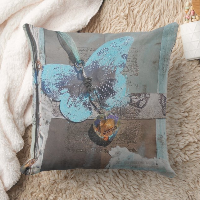 Butterfly Mixed Media Art Cushion (Blanket)