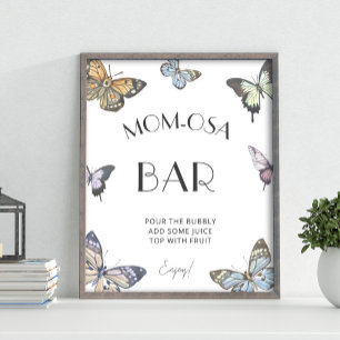 Butterfly Momosa Bar Baby Shower Drinks Poster