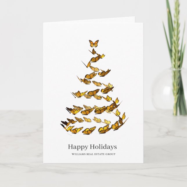 Butterfly Monarch Christmas Corporate Greeting Holiday Card (Front)