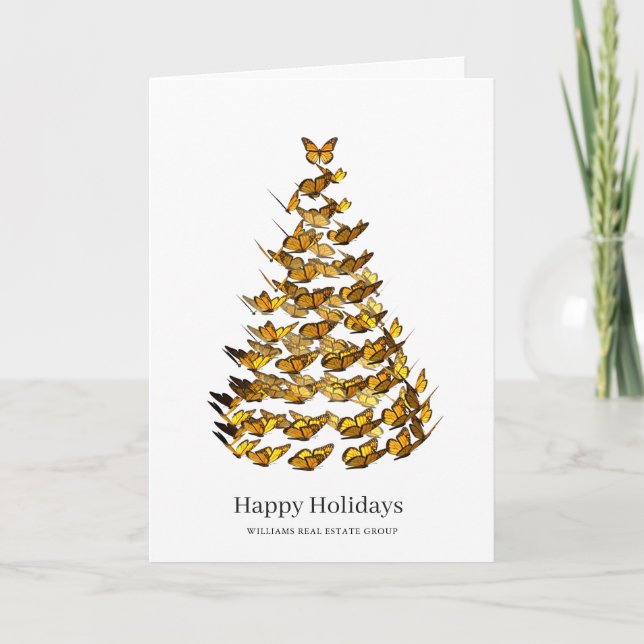 Butterfly Monarch Christmas Corporate Greeting Holiday Card (Front)