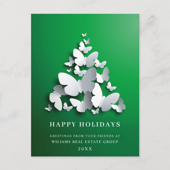 Butterfly Monarch Christmas Corporate Greeting Postcard (Front)