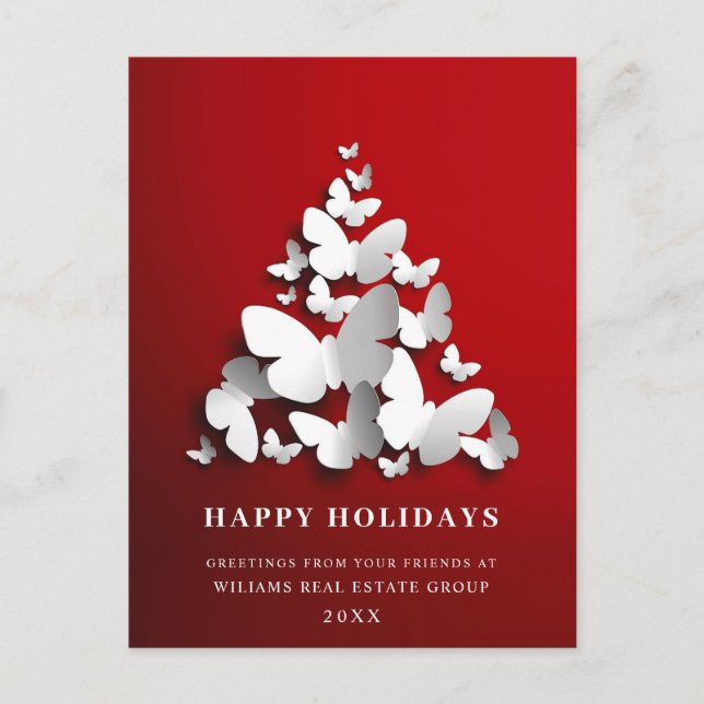 Butterfly Monarch Christmas Corporate Greeting Postcard (Front)