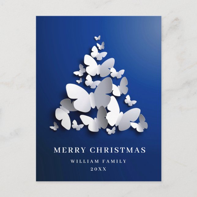 Butterfly Monarch Christmas Tree Greeting Holiday Postcard (Front)