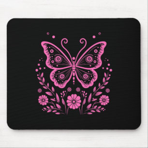 Butterfly Monarch Flower Exotic Breast Cancer Awar Mouse Pad