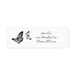 Butterfly Monochrome Butterflies Return Address Label
