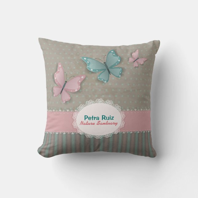 Butterfly Monogram Throw Pillow (Front)