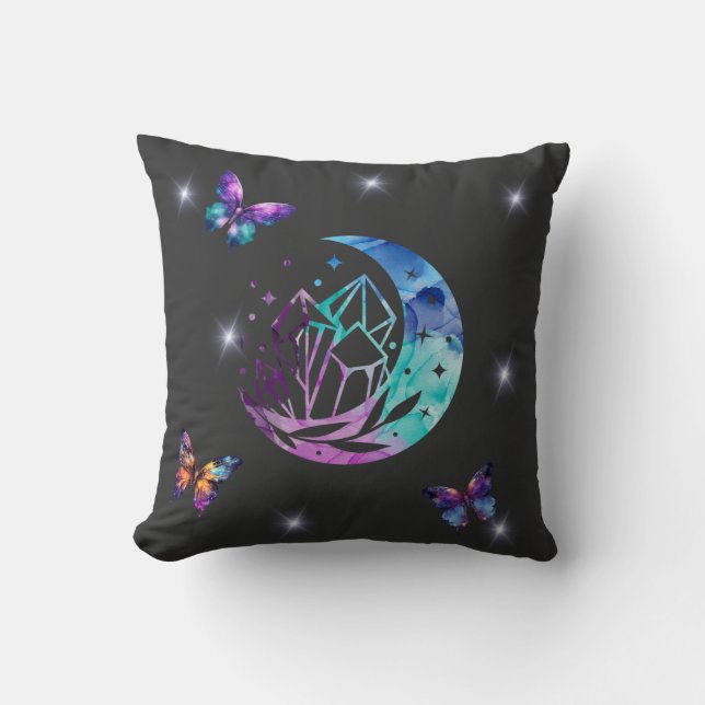 Butterfly, Moon, and Crystals  Cushion (Front)