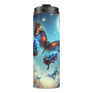 Butterfly moon sun flowers thermal tumbler