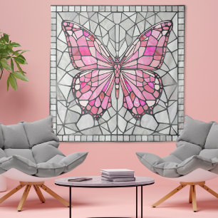 Butterfly Mosaic - Fairy Tale Pink and grey Tapestry