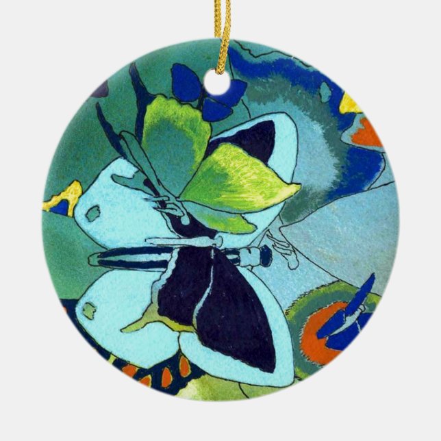 Butterfly Mosaic Gift Ceramic Ornament (Front)