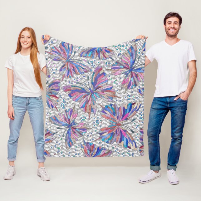 Butterfly Mosaic Pattern - pastels Fleece Blanket (In Situ)