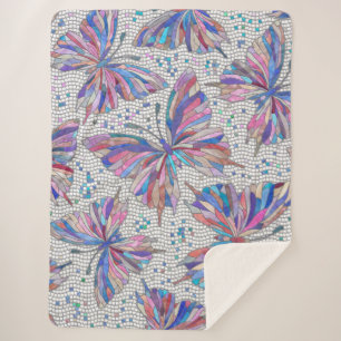 Butterfly Mosaic Pattern - pastels Sherpa Blanket