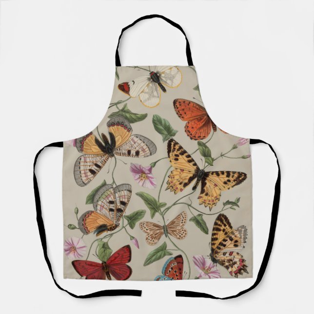 Butterfly Moth Nature Collection Drawing Apron (Front)