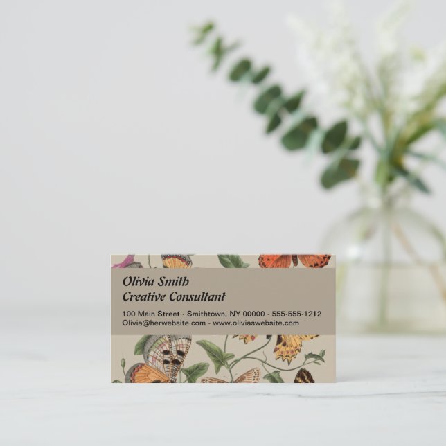 Butterfly Moth Nature Collection Drawing Business Card (Standing Front)