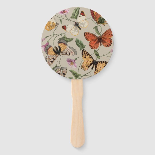 Butterfly Moth Nature Collection Drawing Hand Fan (Front)