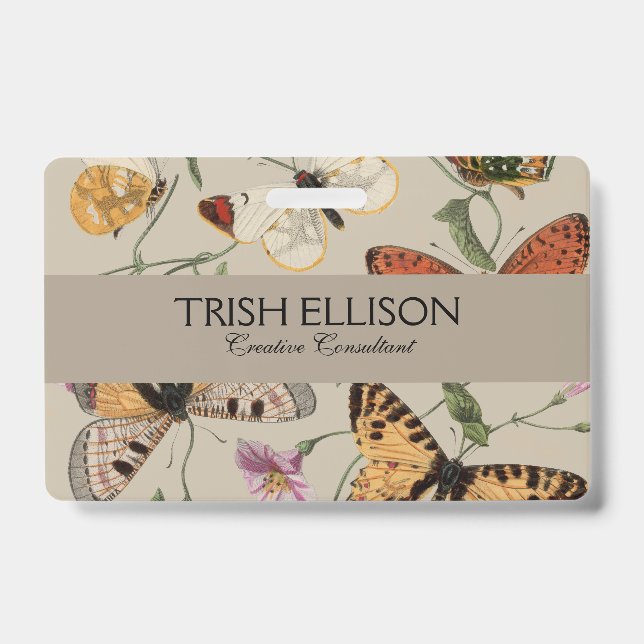 Butterfly Moth Nature Collection Drawing ID Badge (Front)