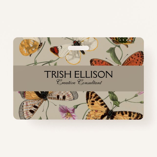 Butterfly Moth Nature Collection Drawing ID Badge (Front)