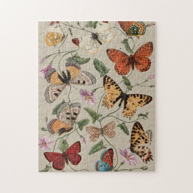 Butterfly Moth Nature Collection Drawing Jigsaw Puzzle (Vertical)