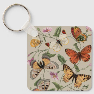 Butterfly Moth Nature Collection Drawing Key Ring