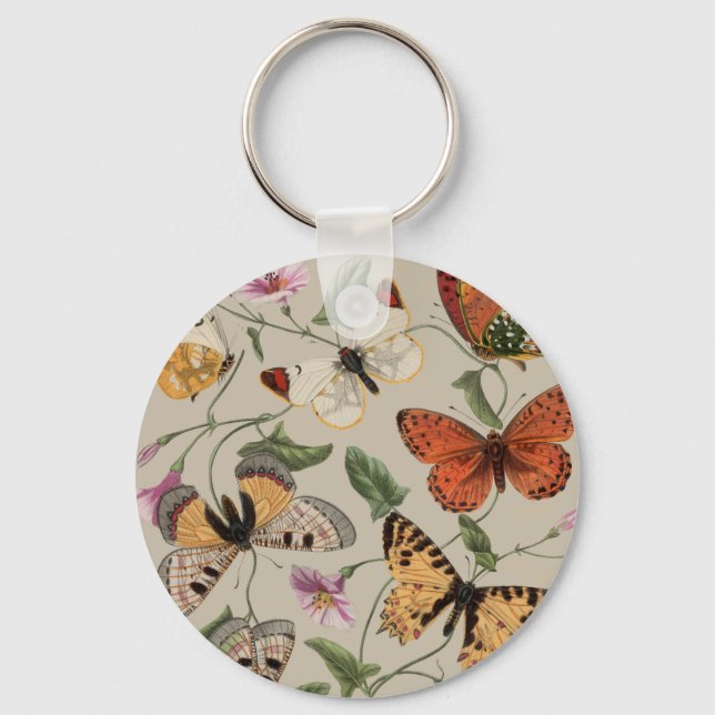 Butterfly Moth Nature Collection Drawing Key Ring (Front)