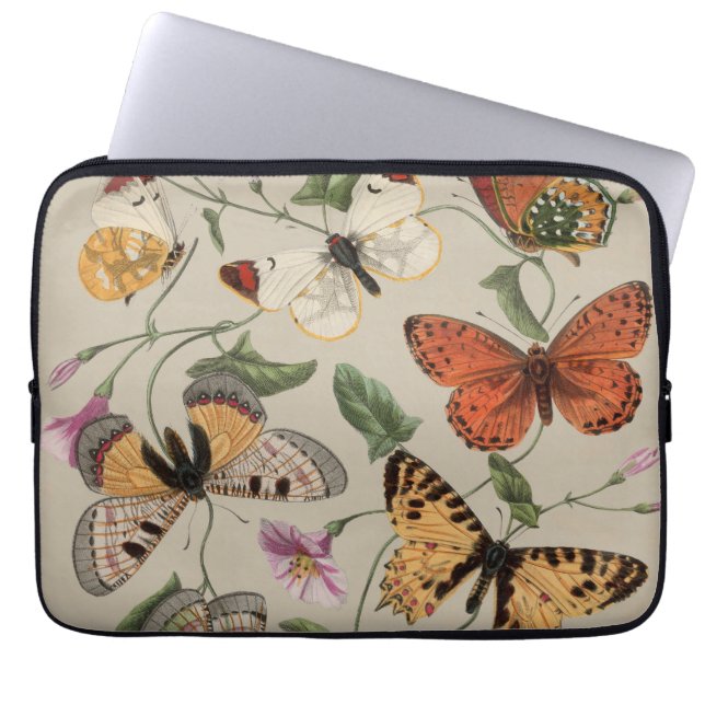 Butterfly Moth Nature Collection Drawing Laptop Sleeve (Front)