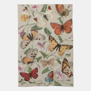 Butterfly Moth Nature Collection Drawing Tea Towel