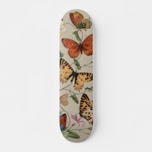 Butterfly Moth Nature Drawing antique watercolor Skateboard