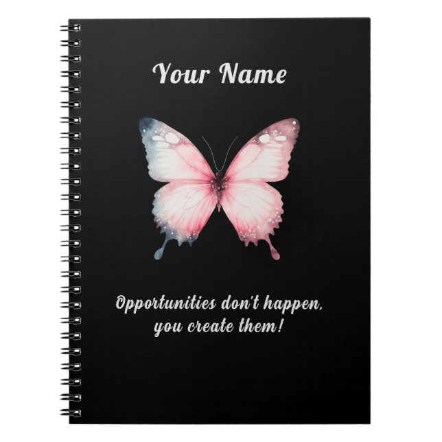 Butterfly motivationalquote custom name notebook (Front)