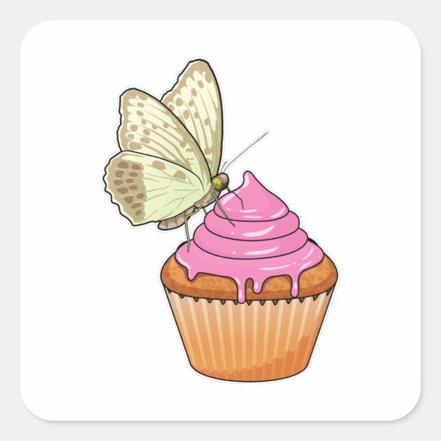 Butterfly Muffin Square Sticker (Front)