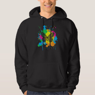 Butterfly Multi Coloured Paint Splash Splatter Gra Hoodie
