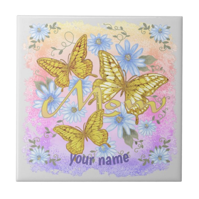 Butterfly Mum  Ceramic Tile (Front)
