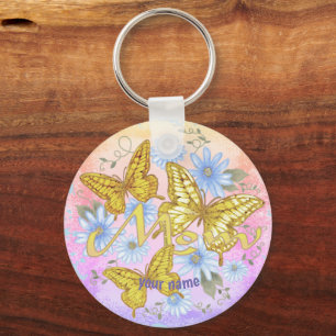 Butterfly Mum custom name Key Ring