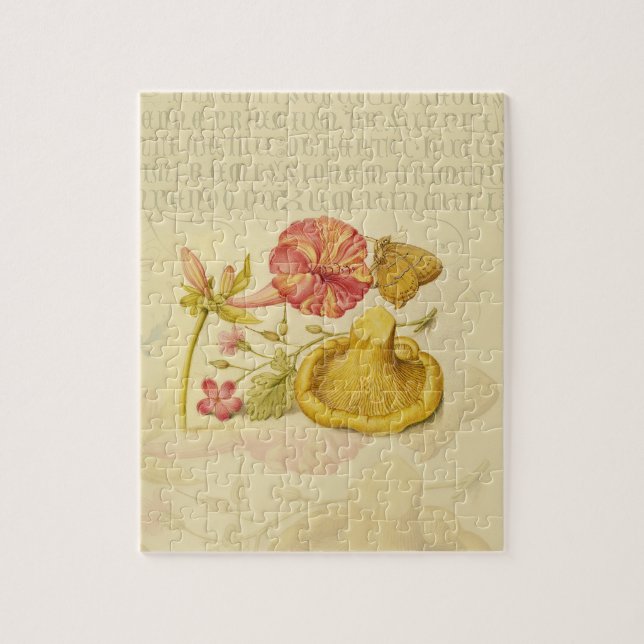 Butterfly Mushroom Flower Watercolor Painting Jigsaw Puzzle (Vertical)