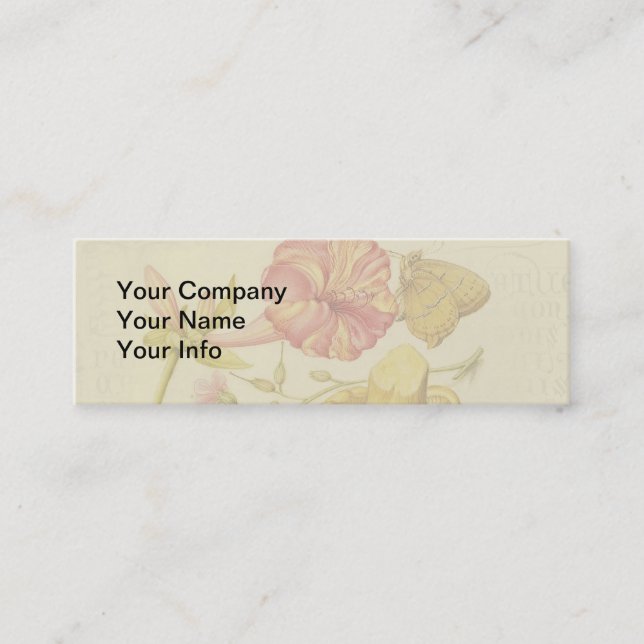 Butterfly Mushroom Flower Watercolor Painting Mini Business Card (Front)