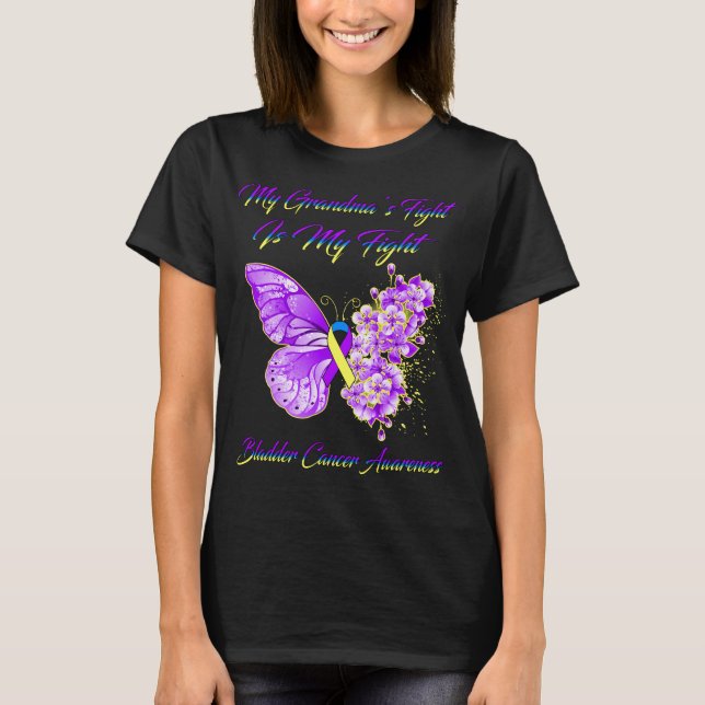 Butterfly My Grandma’s Fight Is My Fight Bladder  T-Shirt (Front)