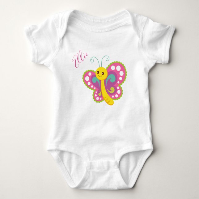 Butterfly named vest baby bodysuit (Front)